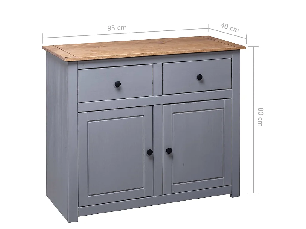 Dressoir Panama Range 93x40x80 cm massief grenenhout grijs