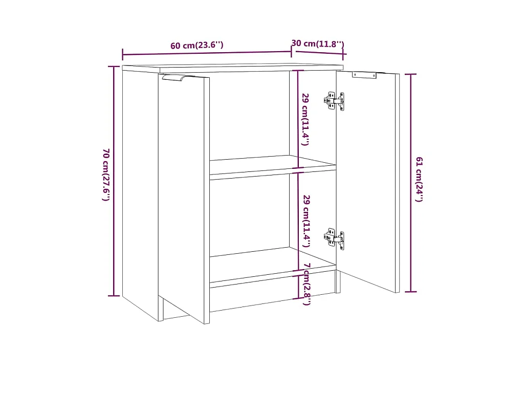 Buffet Blanc 60x30x70 cm Bois d'ingénierie