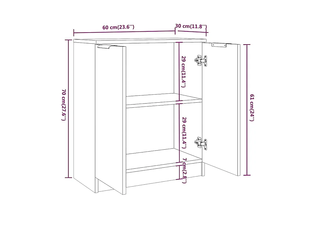 Buffet Blanc 60x30x70 cm Bois d'ingénierie