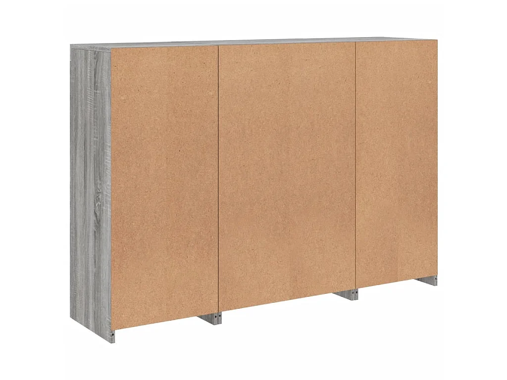 Sideboards mit LED-Leuchten 3 Stk. Grau Sonoma Holzwerkstoff