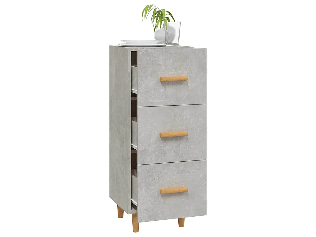 Buffet Gris béton 34,5x34x90 cm Bois d'ingénierie