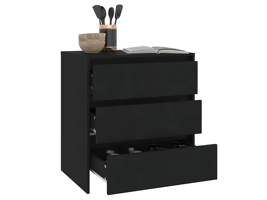 Buffet Noir 70x41x75 cm Bois d'ingénierie