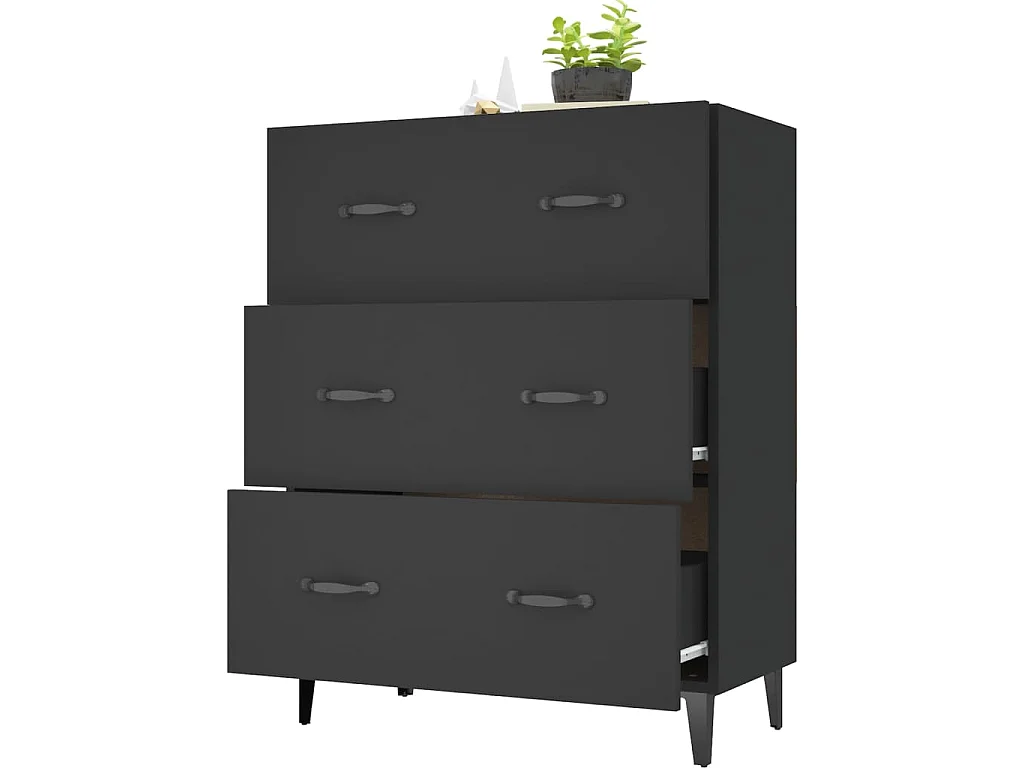 Buffet noir 69,5x34x90 cm bois d'ingénierie
