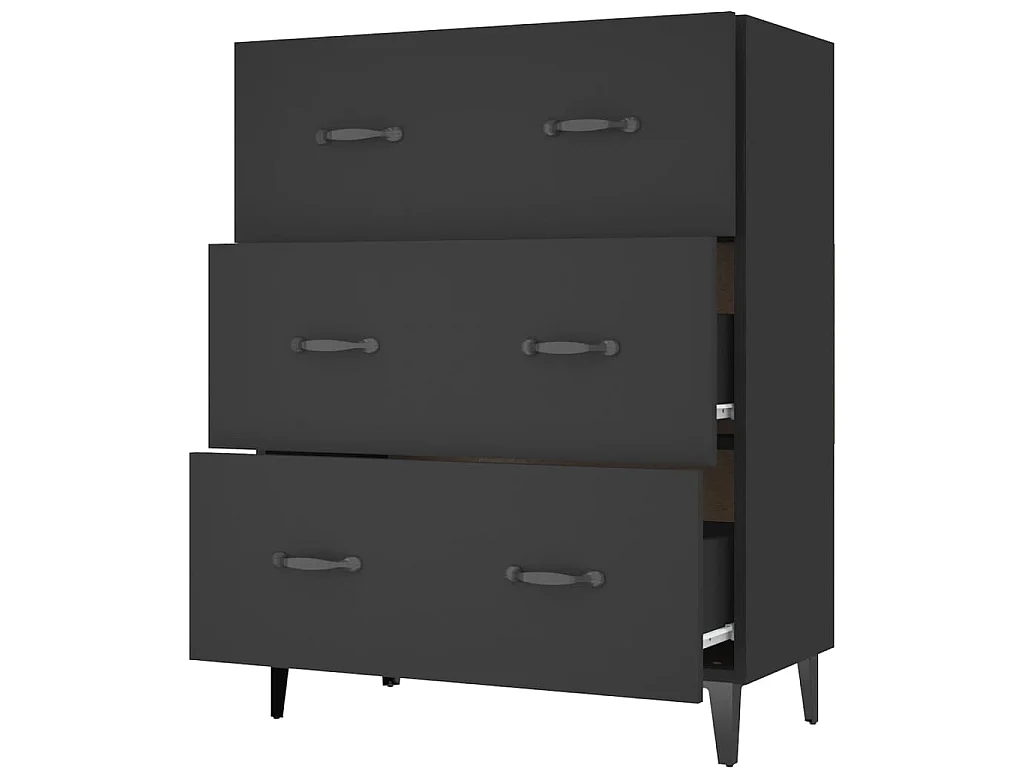 Buffet noir 69,5x34x90 cm bois d'ingénierie