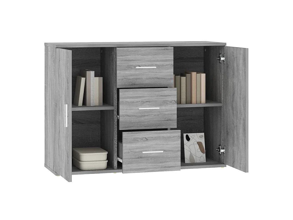 Aparador de madera contrachapada gris Sonoma 91x29,5x65 cm
