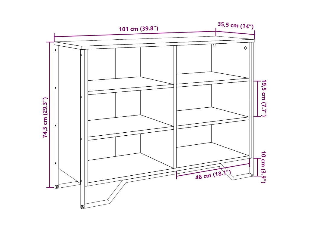 Buffet noir 101x35,5x74,5 cm bois d'ingénierie