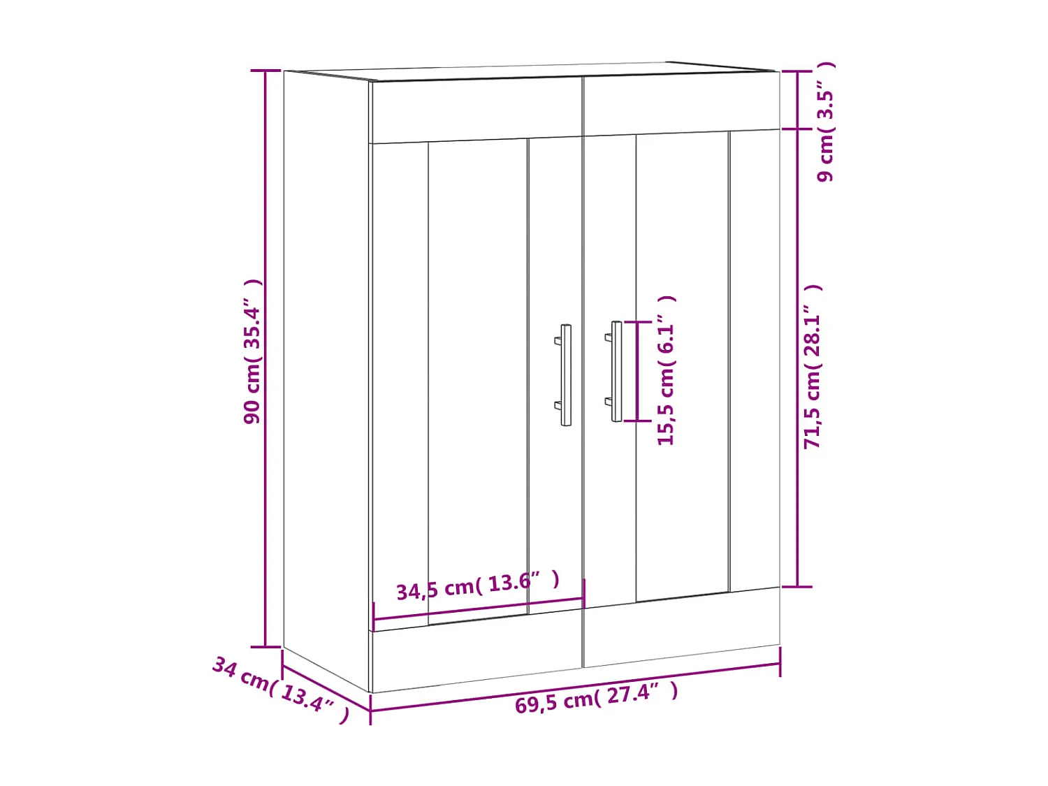 Armoire murale chêne sonoma 69,5x34x90 cm bois d'ingénierie