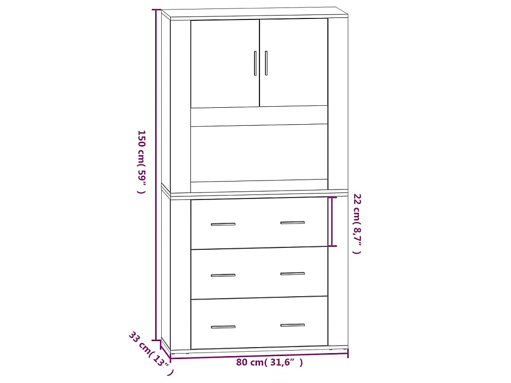 Highboard Weiß Holzwerkstoff