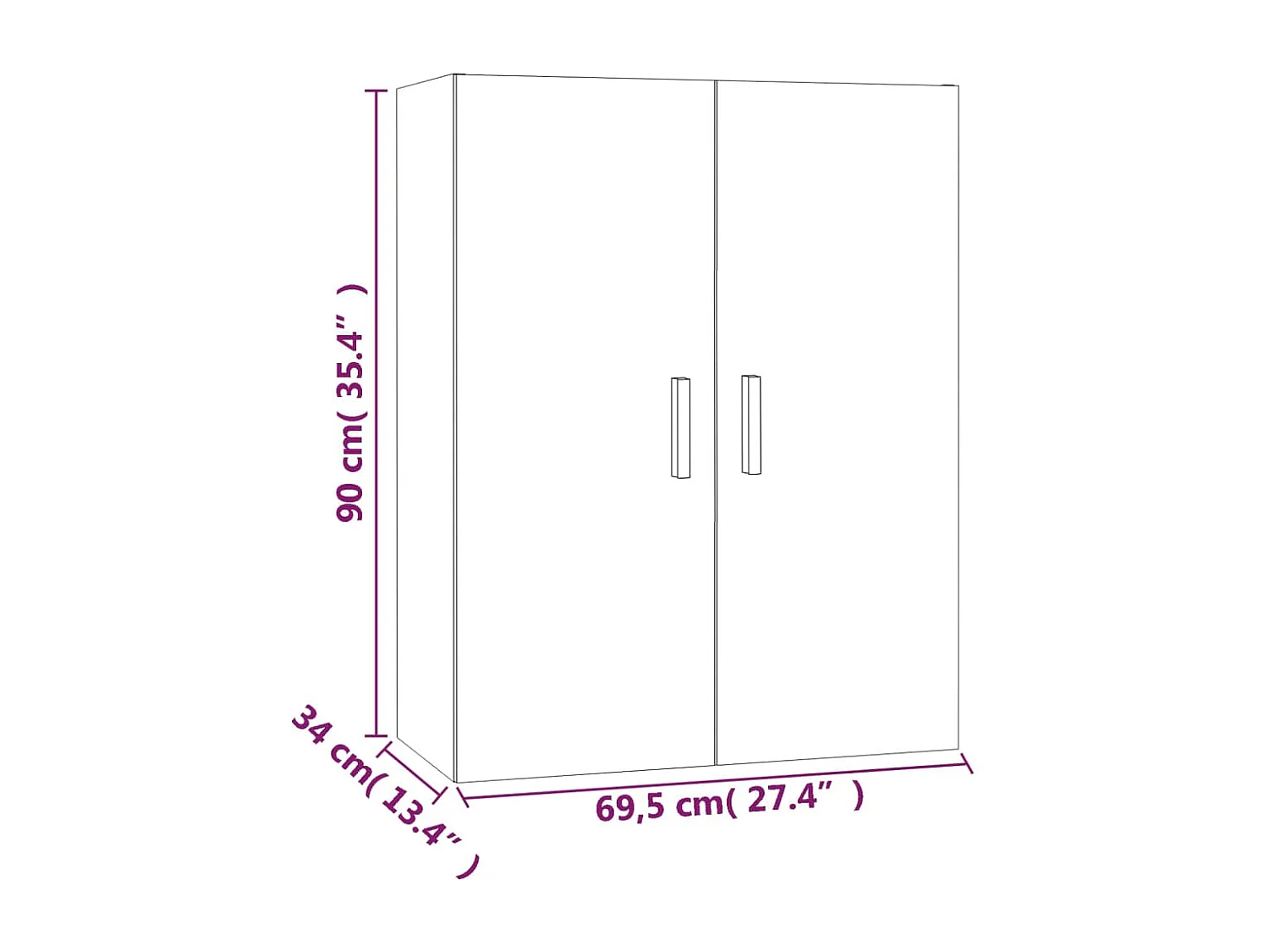 Armoire murale suspendue Chêne fumé 69,5x34x90 cm