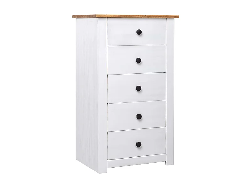 Credenza Bianca 46x40x89 cm in Legno Massello di Pino Panama