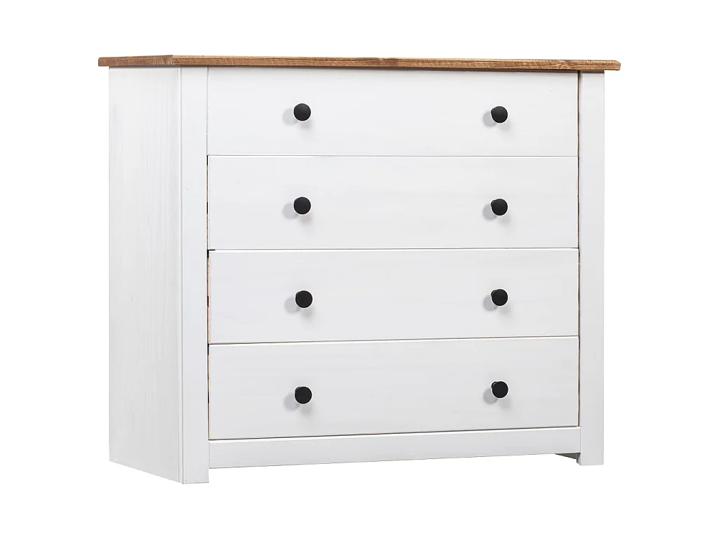 Beistellschrank Weiß 80×40×73 cm Panama-Kiefer