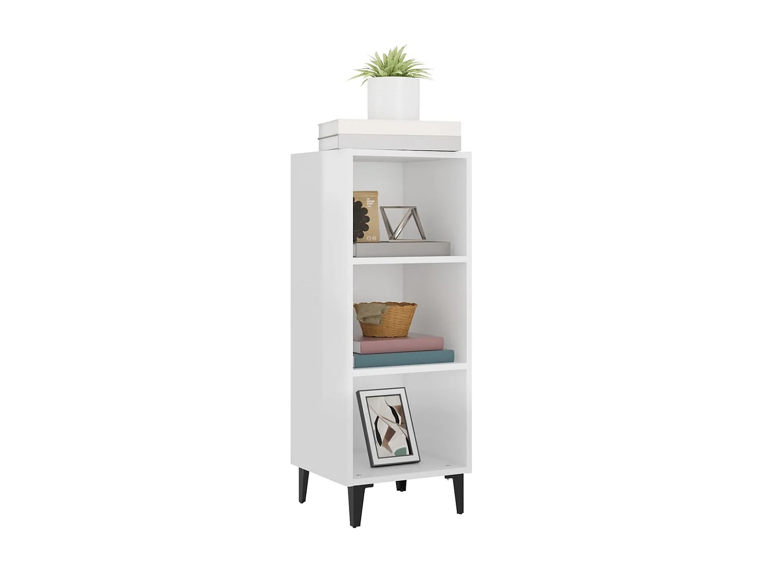 Buffet Blanc brillant 34,5x32,5x90 cm Bois d'ingénierie