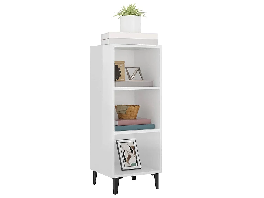Buffet Blanc brillant 34,5x32,5x90 cm Bois d'ingénierie