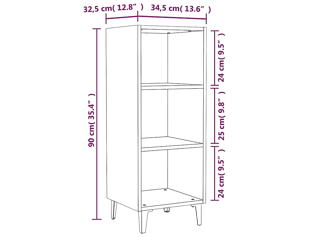 Buffet Blanc brillant 34,5x32,5x90 cm Bois d'ingénierie