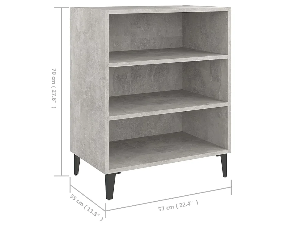 Buffet gris béton 57x35x70 cm bois d'ingénierie