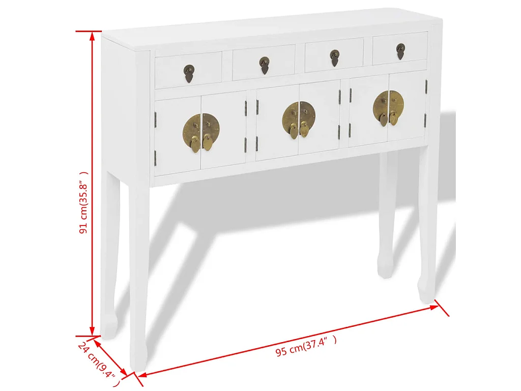 Buffet en style chinois en bois massif Blanc