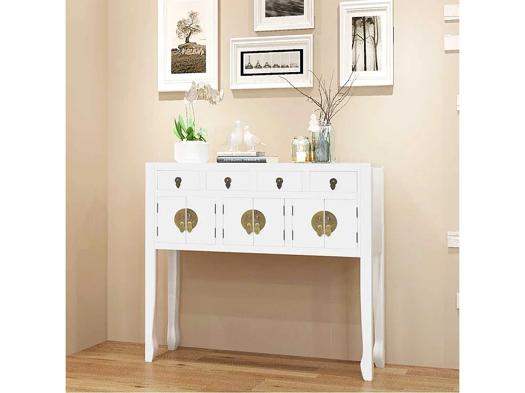 Buffet en style chinois en bois massif Blanc