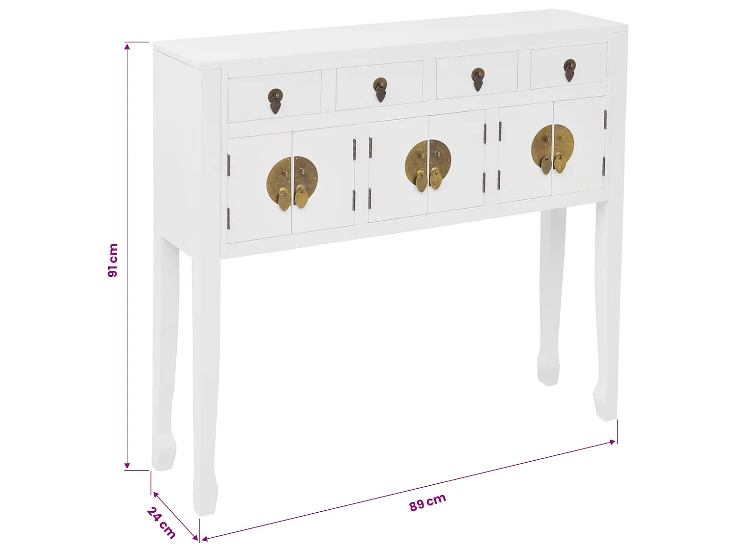 Buffet en style chinois en bois massif Blanc