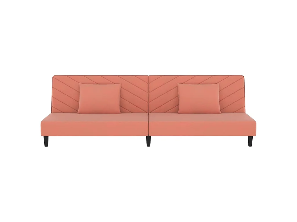 Canapé-lit à 2 places avec deux oreillers Rose Velours