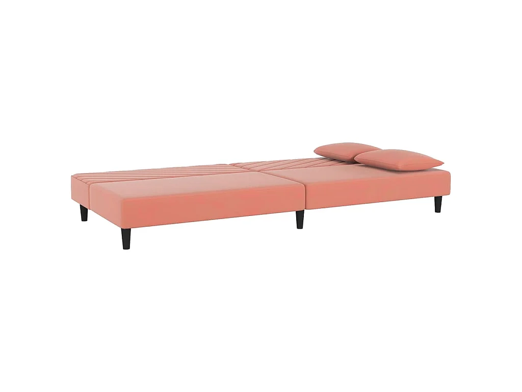 Canapé-lit à 2 places avec deux oreillers Rose Velours