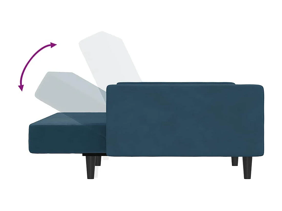 Slaapbank 2-zits fluweel blauw