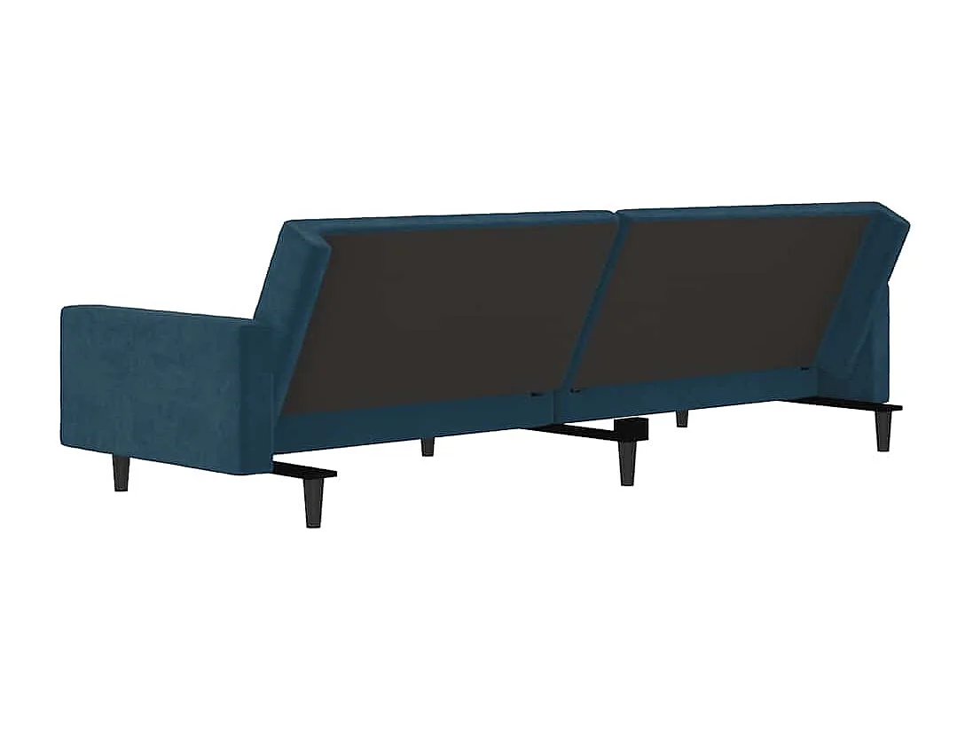 Slaapbank 2-zits fluweel blauw