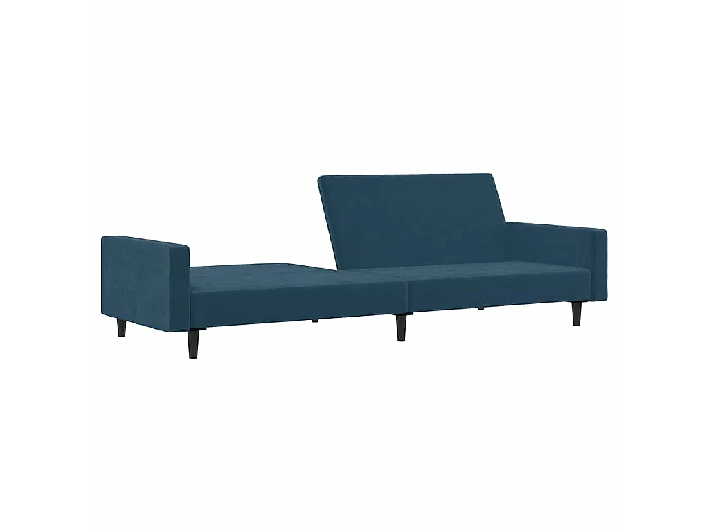 Slaapbank 2-zits fluweel blauw