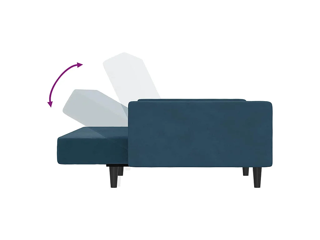 Slaapbank 2-zits fluweel blauw