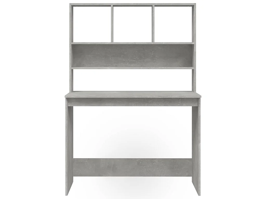 Bureau met schappen 102x45x148 cm bewerkt hout betongrijs