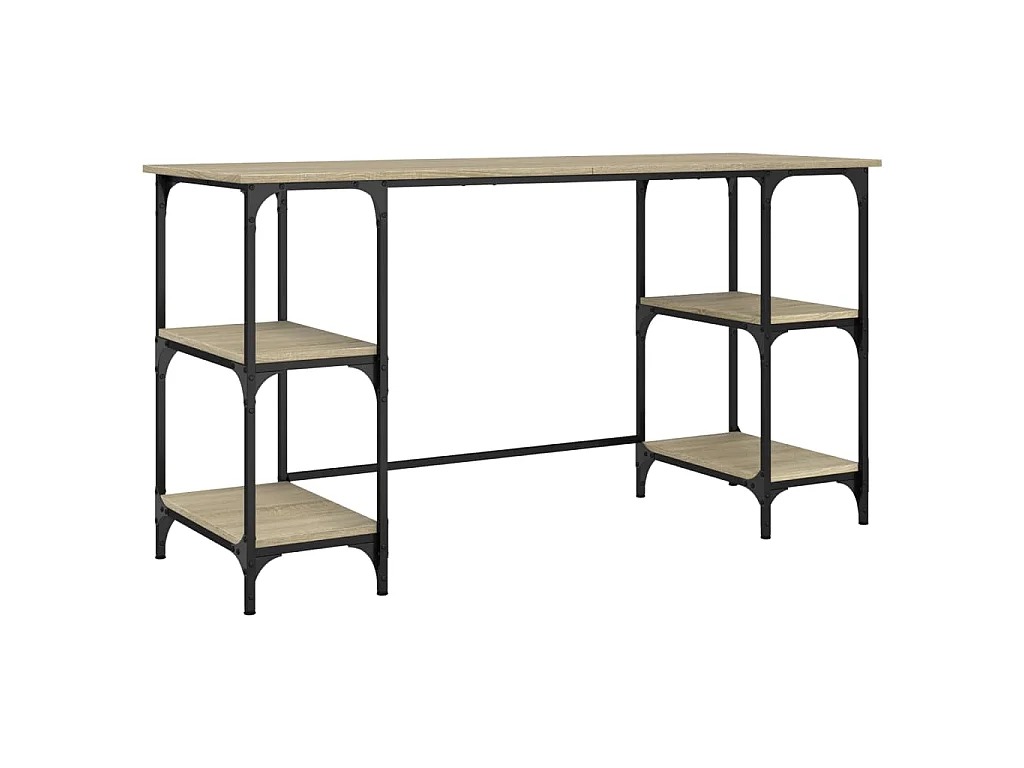 Bureau chêne sonoma 140x50x75 cm métal et bois d'ingénierie