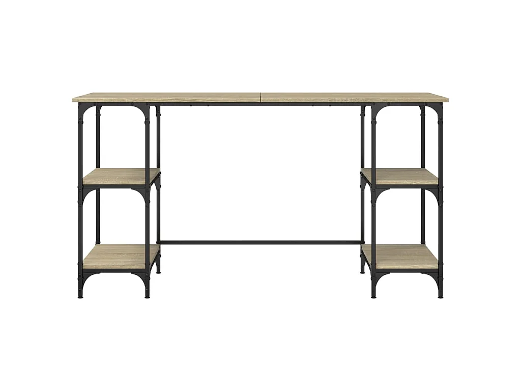 Bureau chêne sonoma 140x50x75 cm métal et bois d'ingénierie