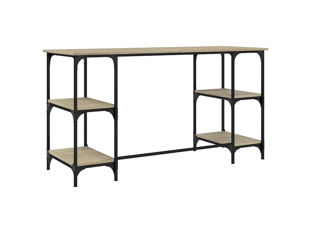 Bureau chêne sonoma 140x50x75 cm métal et bois d'ingénierie