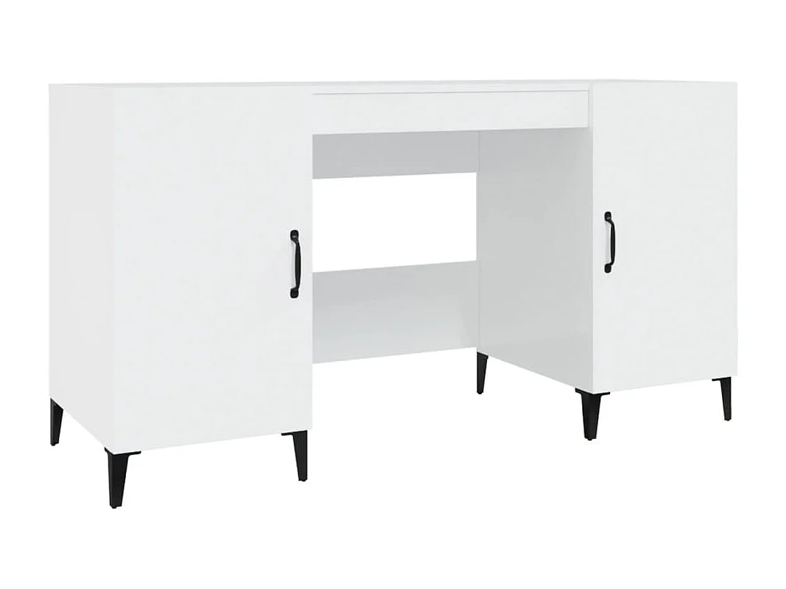 Bureau Blanc brillant 140x50x75 cm Bois d'ingénierie