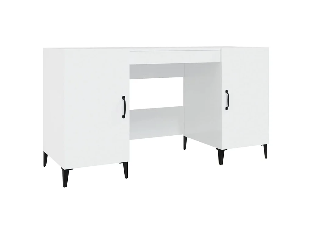 Bureau Blanc brillant 140x50x75 cm Bois d'ingénierie