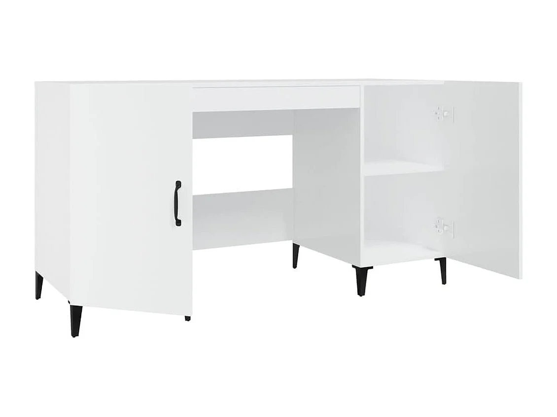 Bureau Blanc brillant 140x50x75 cm Bois d'ingénierie