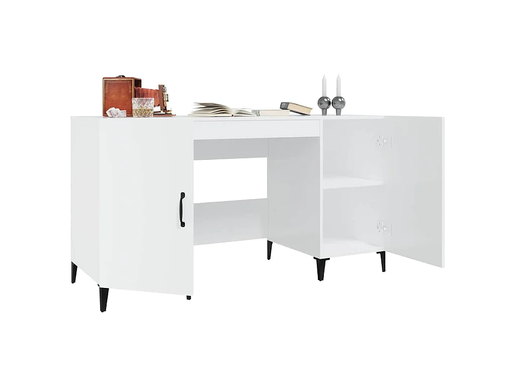 Schreibtisch Hochglanz-Weiß 140x50x75 cm Holzwerkstoff