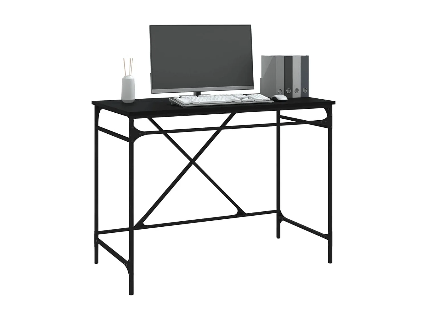 Bureau noir 100x50x75 cm bois d'ingénierie et fer