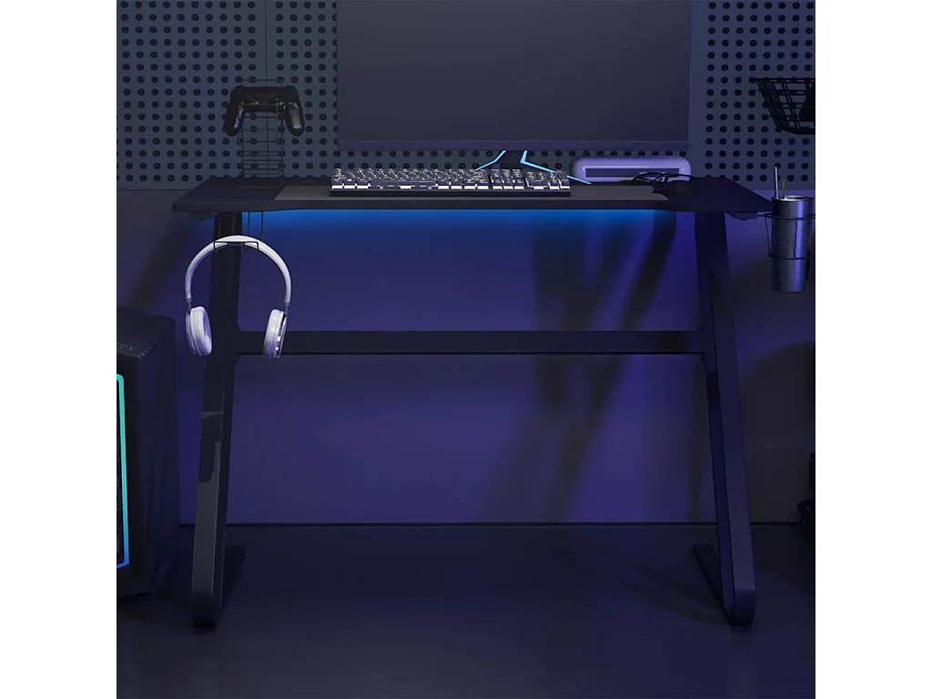 Bureau de jeu avec pieds en forme de ZZ Noir 110x60x75 cm