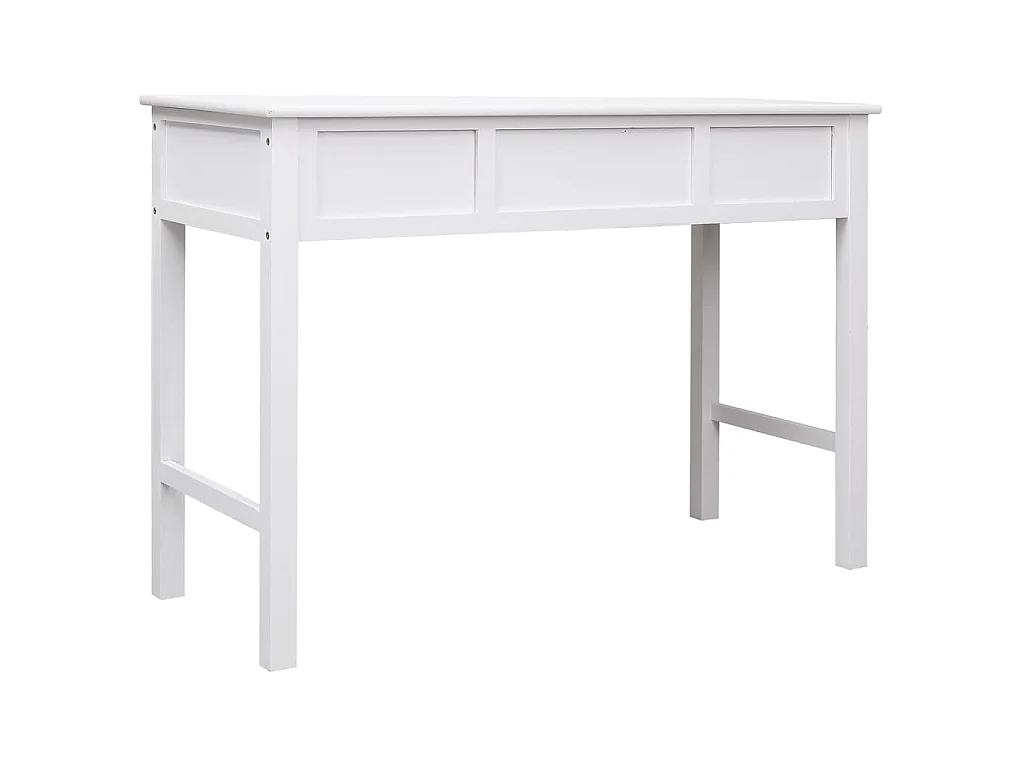 Scrivania Bianca 108x45x76 cm in Legno Massello di Paulownia