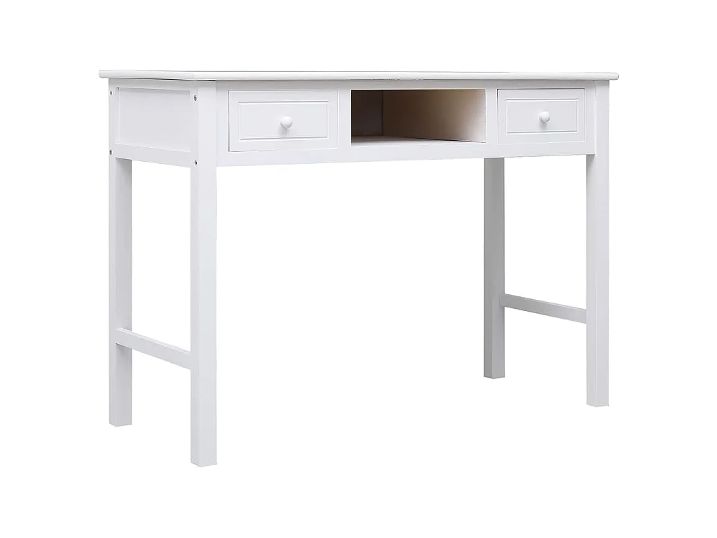 Scrivania Bianca 108x45x76 cm in Legno Massello di Paulownia