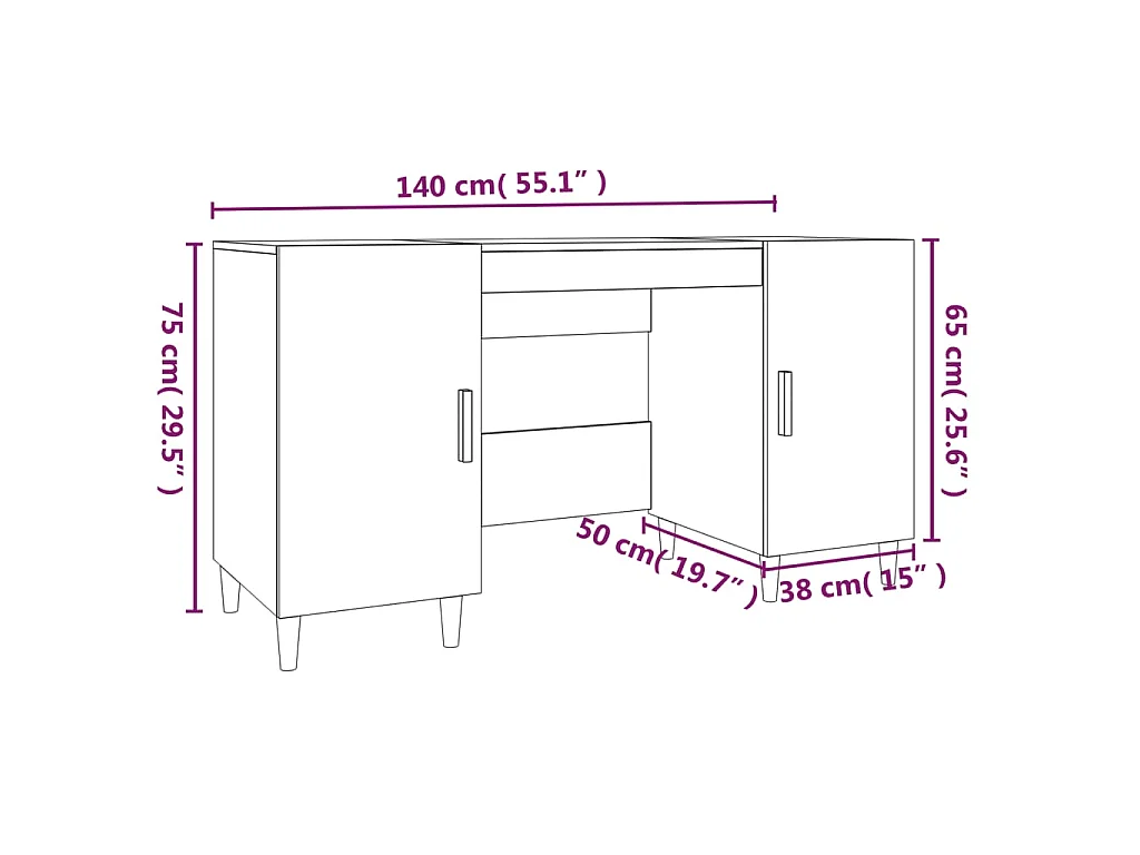 Bureau Blanc 140x50x75 cm Bois d'ingénierie