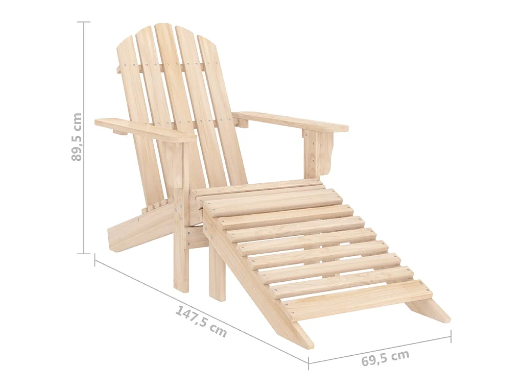 Cadeira de jardim Adirondack c/ otomano e mesa abeto maciço