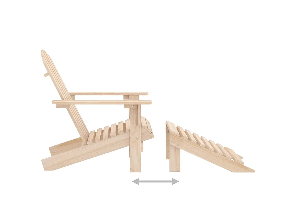 Cadeira de jardim Adirondack c/ otomano e mesa abeto maciço