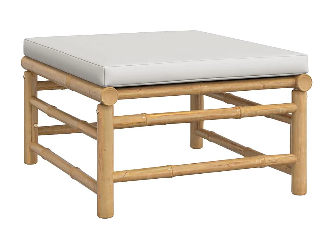 Set Salotto da Giardino 9pz con Cuscini Grigio Chiaro Bambù