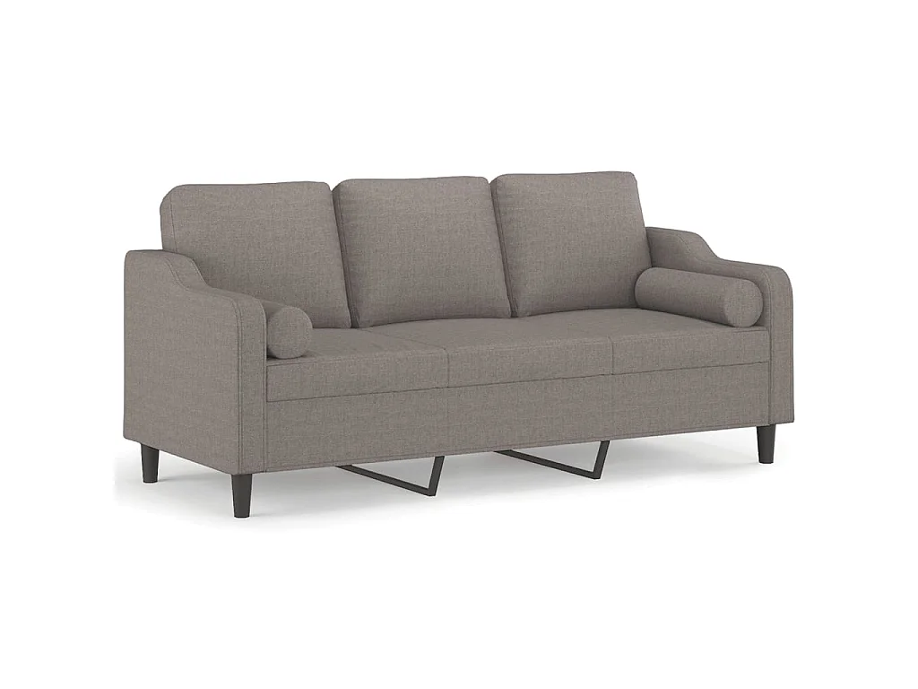 3-Sitzer-Sofa mit Zierkissen Taupe 180 cm Stoff