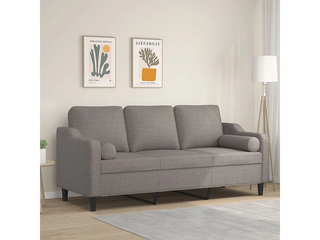3-Sitzer-Sofa mit Zierkissen Taupe 180 cm Stoff