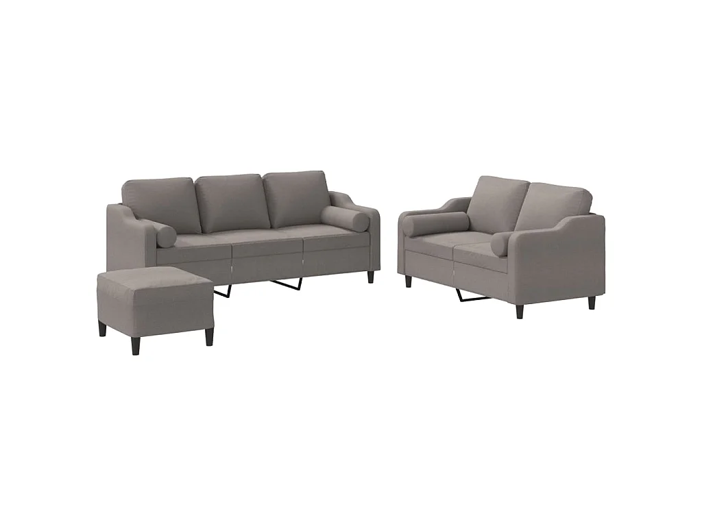 Ensemble de canapés 3 pcs avec coussins taupe tissu