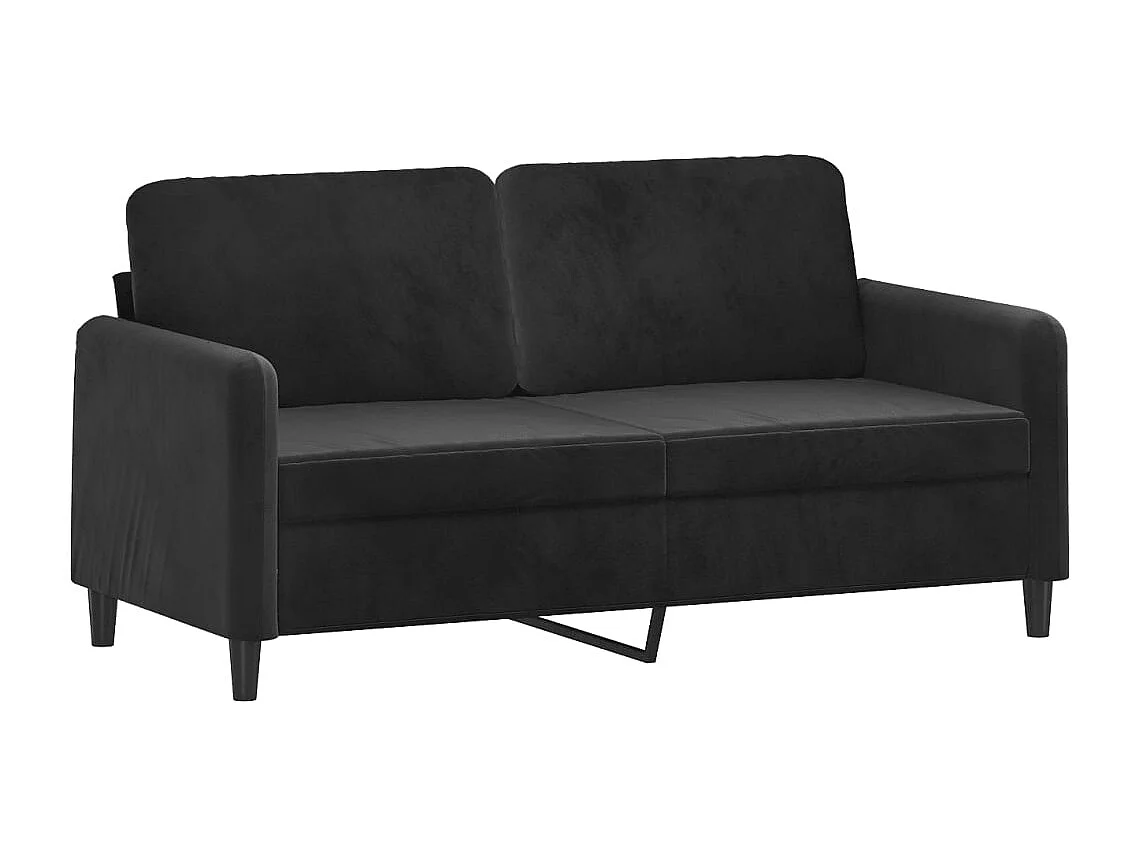 3-tlg. Sofagarnitur mit Kissen Schwarz Samt