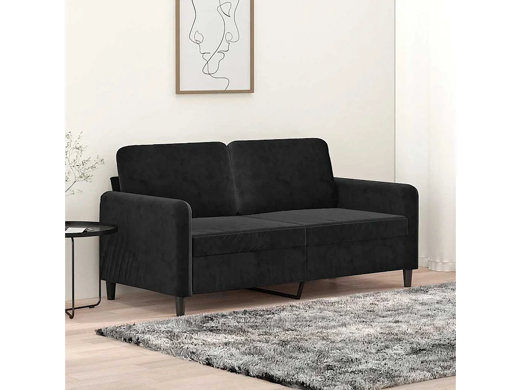 Canapé à 2 places Noir 140 cm Velours
