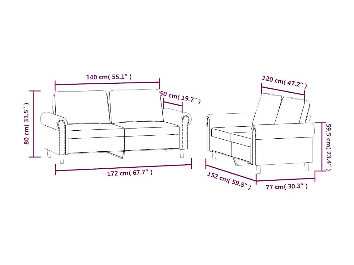 Ensemble de canapés 2 pcs avec coussins Jaune Velours
